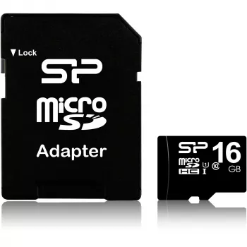 MicroSDHC atmiņas karte Silicon Power 16GB Class 10 UHS-I U1 40 MB/s, ūdensizturīga, melna