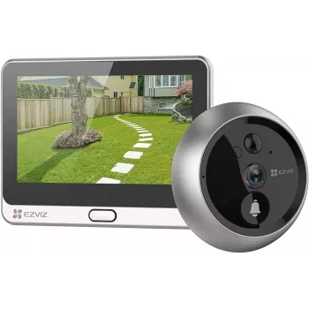 Novērošanas kamera EZVIZ DP2C 2 MP, 4.3 collu displejs, Wi‑Fi, PIR kustības detektors, MicroSD līdz 512 GB, āra/iekštelpu zelta krāsā