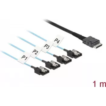 Delock OCuLink - iekšējais SAS kabelis - SAS 12Gbit/s - OCuLink (SFF-8611) (vīriešu) uz SATA (vīriešu) - 1 m (85829)