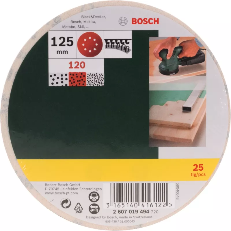 Slīpēšanas papīru komplekts Bosch 2 607 019 494 — 25 gab. slīpēšanas loksnes/piederumi