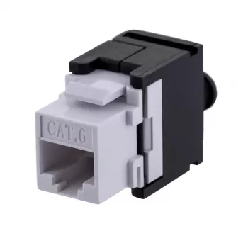 Keystone modulis Alantec MKB-U6-1 — RJ45 U/UTP Cat6, 22/26 AWG, melns/balts ABS korpuss