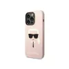 Karl Lagerfeld KLHMP14XSLKHLP cietais maciņš iPhone 14 Pro Max 6.7 collu gaiši rozā silikons ar Karla galvu un MagSafe