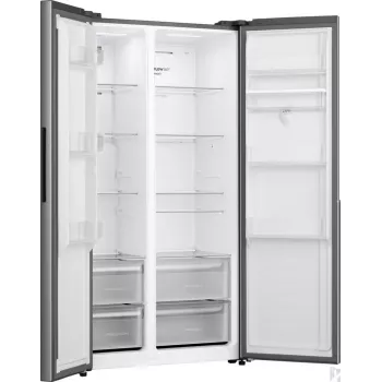 Gorenje HZF55082 NRS917E41XWD G400 Brīvstāvošs Amerikāņu stila ledusskapis, Pelēks, 2 durvis, Skārienvadība, LED