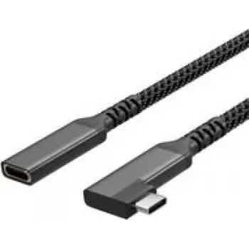 USB-C pagarinātājkabelis USB-C > USB-C ligzda 3.2 90° PD Textil 1,5m (FL31-74016)
