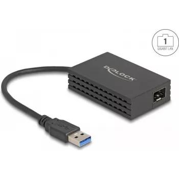 DELOCK 66463 Tīkla adapteris USB uz SFP šķiedru, 1000 Mbit/s, melns