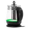 Adler tējkanna AD 1299 | Elektriskā | 2200 W | 1.5 L | Stikla | 360° grozāma pamatne | Melna