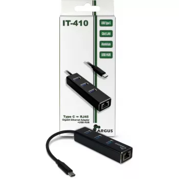 Inter-Tech Argus IT-410 - centrmezgls - 3 x SuperSpeed USB 3.0 + 1 x 10/100/1000 - galddatoram (88885440)