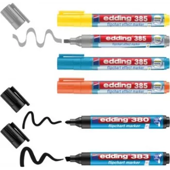 Flipchart marķieri Edding 385/380/383 dažādās krāsās 1.0–5.0 mm, 6 gab. komplekts