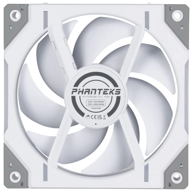 Ventilators Phanteks D30-120 12 cm Balts 250-2000 RPM Fluid Dynamic Bearing