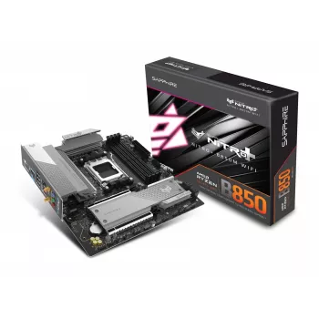 Mātesplate Sapphire NITRO+ B850M WIFI — AMD B850, Socket AM5, micro ATX, DDR5, 4x DIMM, Wi‑Fi 6, 2.5Gb LAN, 2x M.2