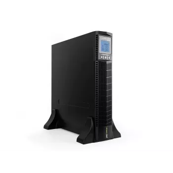 Nepārtrauktās barošanas avots Green Cell UPS13 — Online dubultās pārveidošanas UPS, 1000 VA / 900 W, tīrs sinusoidāls, 6 AC kontaktligzdas, LCD, 2×12V 9Ah baterijas