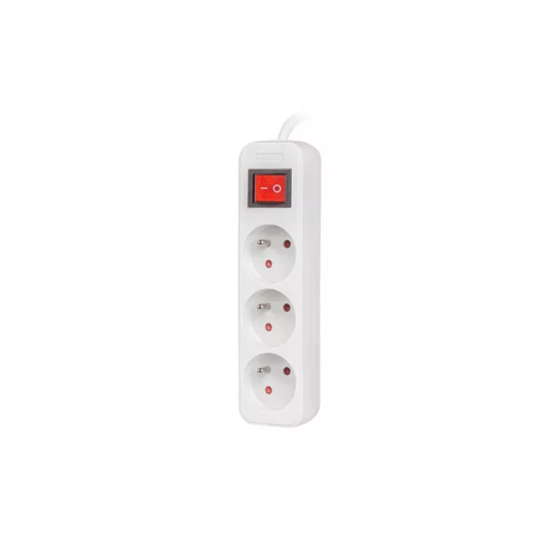 Pagarinātāja vads LANBERG PS1-03E-0300-W — 3 m, 3 kontaktligzdas, balts, iekštelpām
