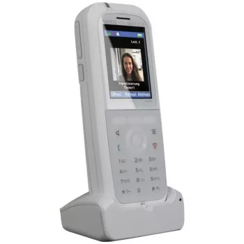 DECT telefons agfeo DECT 77 IP — bezvadu VoIP klausule ar skaļruni, zvanītāja ID, displeju (balta)