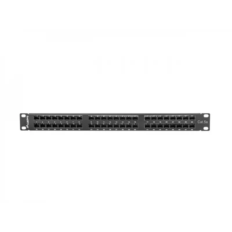 Patch panel LANBERG PPU5-1048-B 1U, 48 porti Cat5e, melns, 445×102×44.5 mm