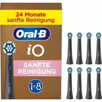 Oral-B iO nomaināmās birstes galviņas Gentle Clean 8-pack, melnas — maigai tīrīšanai un smaganu kopšanai