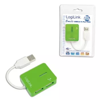 USB Hubs LOGILINK UA0138 — 4 portu USB 2.0 centrmezgls, zaļš, līdz 480 Mbit/s