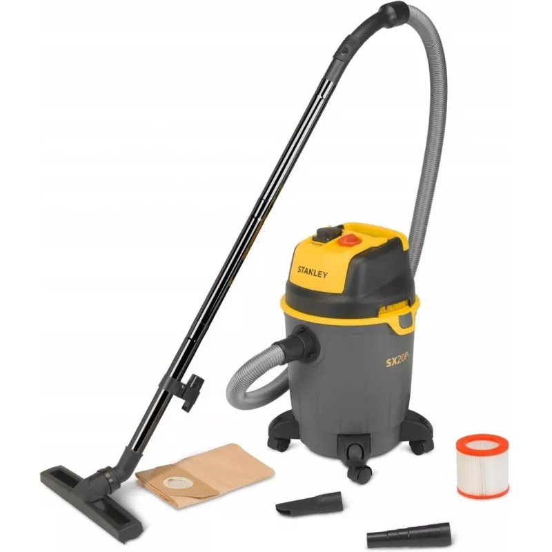 Industriālais putekļsūcējs STANLEY SXVC20PTE, 1200 W, 20 L slapjai un sausai tīrīšanai, 3 m šļūtene, 2,5 m kabelis, 17 kPa