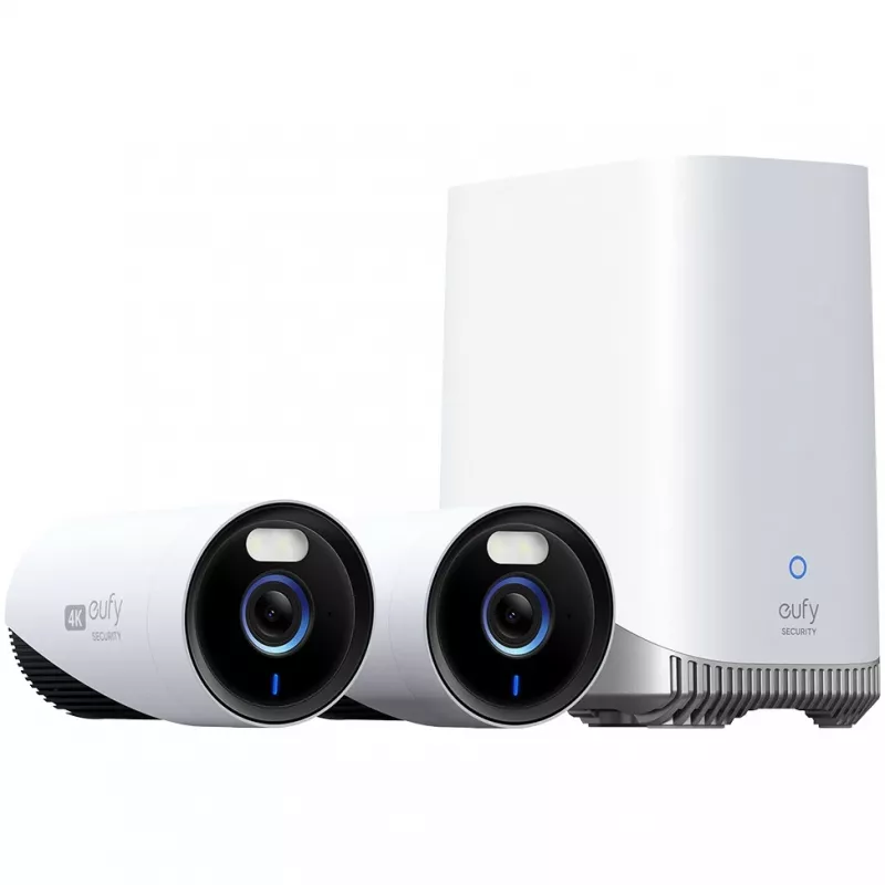 Anker Eufy eufyCam E330 (Professional) 2 kameru komplekts - tīkla novērošanas kamera - āra zona - laikapstākļiem izturīga - krāsa (diena/nakts) - 8 MP - 3840 x 2160 - 4K - audio - Wi-Fi