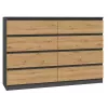 Kumode ar 8 atvilktnēm Top e shop M8 140 ANT/ART — Antracīts/Ozols, 1380×400×970 mm, skaidu plātne