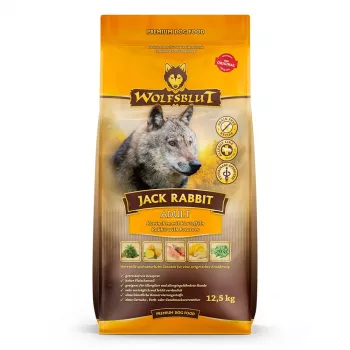 Sausā suņu barība Wolfsblut Jack Rabbit 12,5 kg — bezgraudu, truša garša