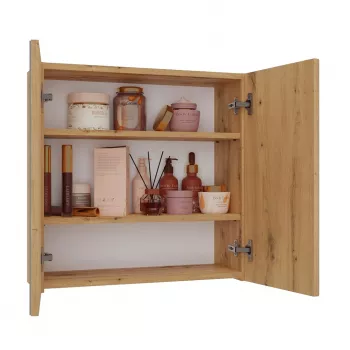 Pie sienas montējama vannas istabas skapja virspuse POLA 2DL ARTISAN — ozola krāsā, 600×220×600 mm, 3 plaukti