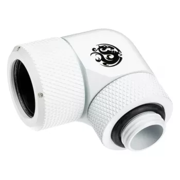 BitsPower BP-DWE90RMLA16 — 90° leņķa misiņa dzesēšanas savienotājs, balts, 1.6 cm