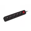 Lanberg PS1-05E-0300-BK pagarinātājs ar 5 rozetēm, 3 m, melns, ar slēdzi