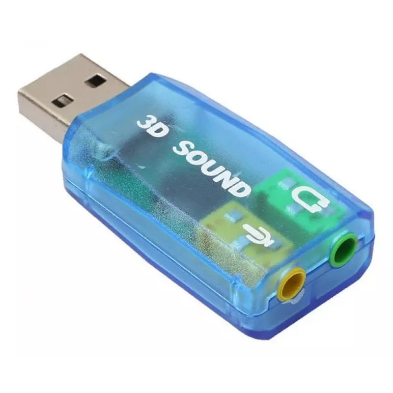 USB ārējā skaņas karte Gembird Virtus2 — USB interfeiss, 3.5 mm austiņu izeja, zils caurspīdīgs