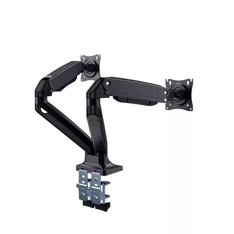 Divu monitoru statīvs GEMBIRD MA-DA2-03, līdz 35 collu ekrāniem, skava, VESA 75x75–100x100, 20 kg, melns