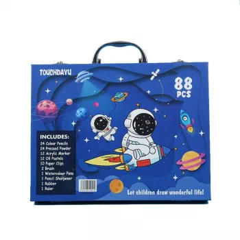 Mākslas komplekts Extralink Blue Astronaut — 88 daļas (krāsas, otas, aksesuāri)