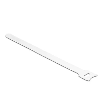 Kabeļu saite ar Velcro DeLOCK 19520 (10 gab., balta, 200 mm x 12 mm)