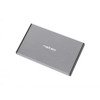 Ārējais HDD/SSD korpuss NATEC Rhino GO — 2.5 collu SATA, 9.5 mm, USB 3.0, alumīnijs, pelēks, līdz 4 TB