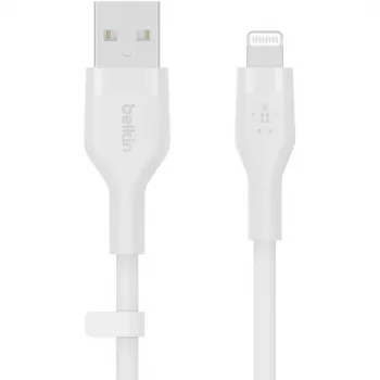 Belkin Cbl Scicone USB-A LTG 2M balts silikona kabelis USB-A uz USB-C/Lightning