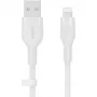 Belkin Cbl Scicone USB-A LTG 2M balts silikona kabelis USB-A uz USB-C/Lightning