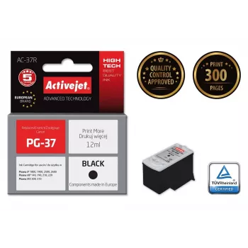 ActiveJet AC-37R saderīga kasetne Canon PG-37, melna, 12 ml, XL iznākums, pigmenta bāze