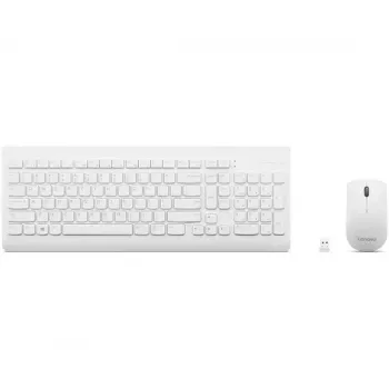 Pilnizmēra mehāniskā tastatūra un pele komplektā Lenovo GX30W75336 — USB + Bluetooth, QWERTY, balta