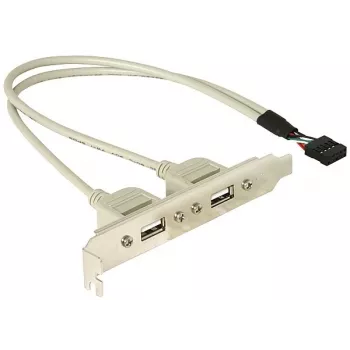Slotbracket 1x iekšējais USB 5-pin uz 2x USB 2.0 ārējais DeLOCK 71000