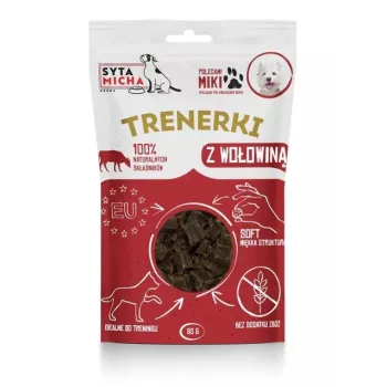 Suņu gardumi SYTA MICHA Treats ar liellopu gaļu 80 g – mīksti hipoalerģiski treniņu našķi, bez glutēna un sojas