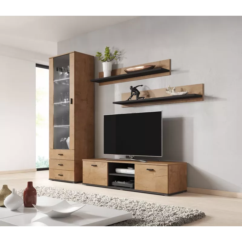 Cama set of two shelves 125cm SOHO lefkas oak/Melns