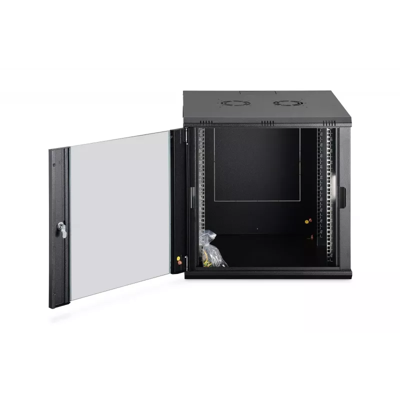 Sienas tīkla skapis DIGITUS Dynamic-N DN-37111 — 12U, 600x600 mm, IP20, atslēgas slēdzene