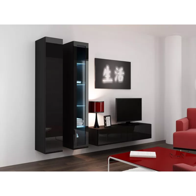 Cama Vitrīna VIGO '180' 180/40/30 melns/melns glancēts