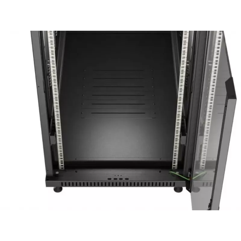 Rack skapis LANBERG FF01-6222-12B 22U 600x1200 mm melns ar stikla priekšējām un aizmugurējām durvīm