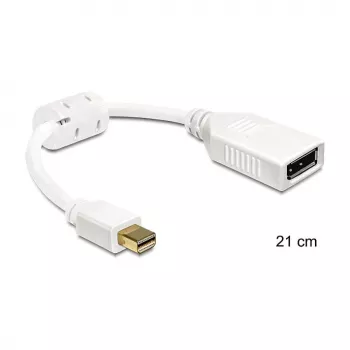 DeLOCK 65427 Mini DisplayPort – DisplayPort kabelis 0.21 m Balts
