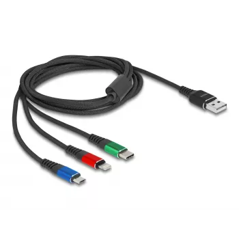 DeLOCK USB lādēšanas kabelis 3 in 1 Type-A uz Lightning Micro USB USB Type-C 30 cm