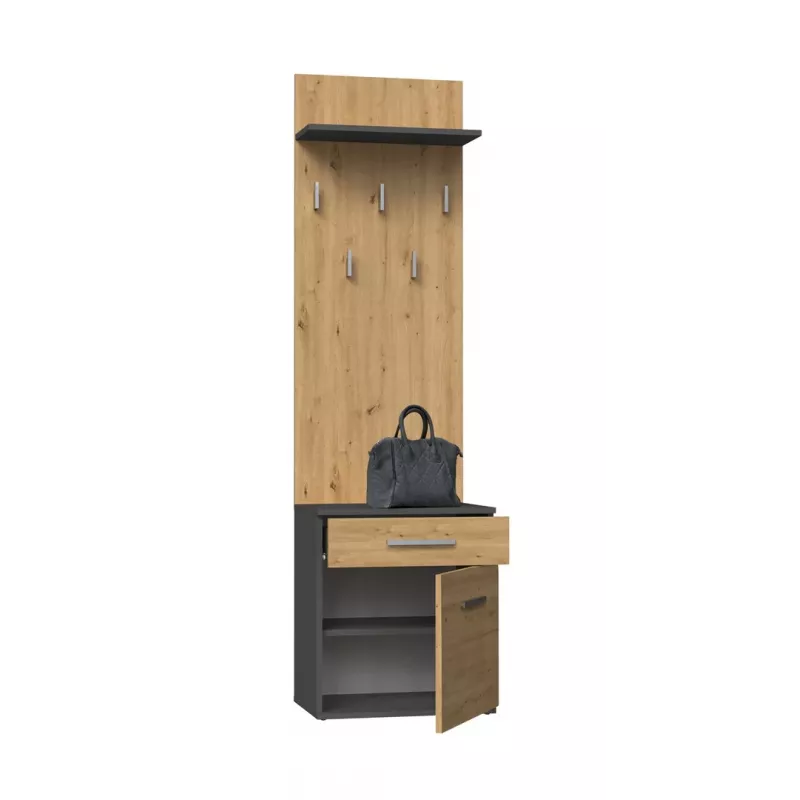 Sienas pakaramais Top e Shop DUO WIESZAK ANT/ART antracīts un ozols, skaidu plātne, 5 āķi