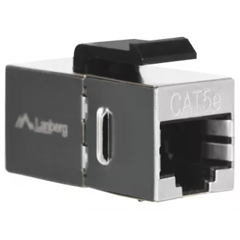 Keystone modulis LANBERG KSF5-3000 — Cat5e F/UTP plakanais kabelis, RJ-45 sievišķais, melns