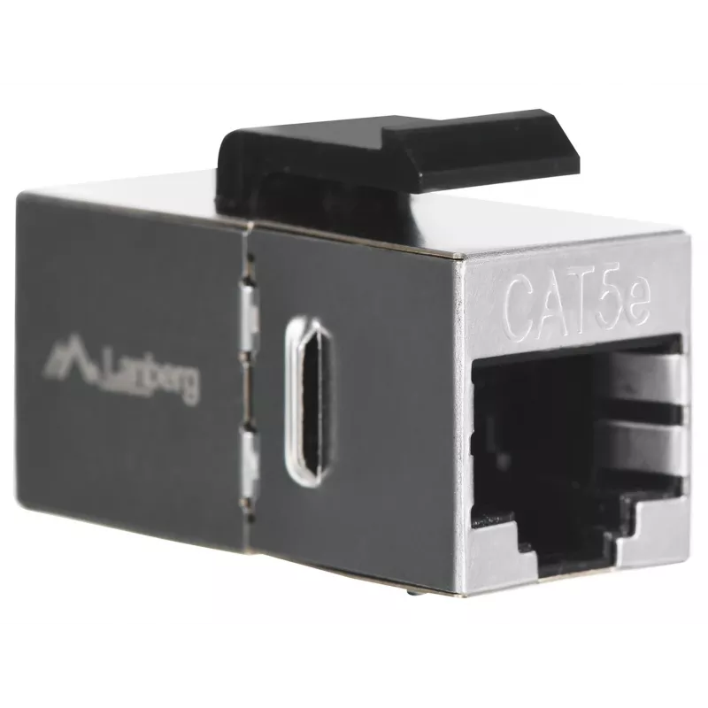 Keystone modulis LANBERG KSF5-3000 — Cat5e F/UTP plakanais kabelis, RJ-45 sievišķais, melns