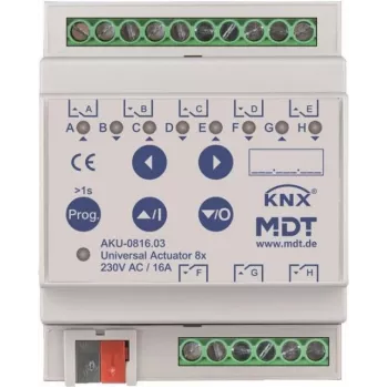 MDT AKU-0816.03 universālais izpildmehānisms, 8-kārtīgs, 4TE REG, 16 A, 230 VAC, 100 µF, 15 EVG