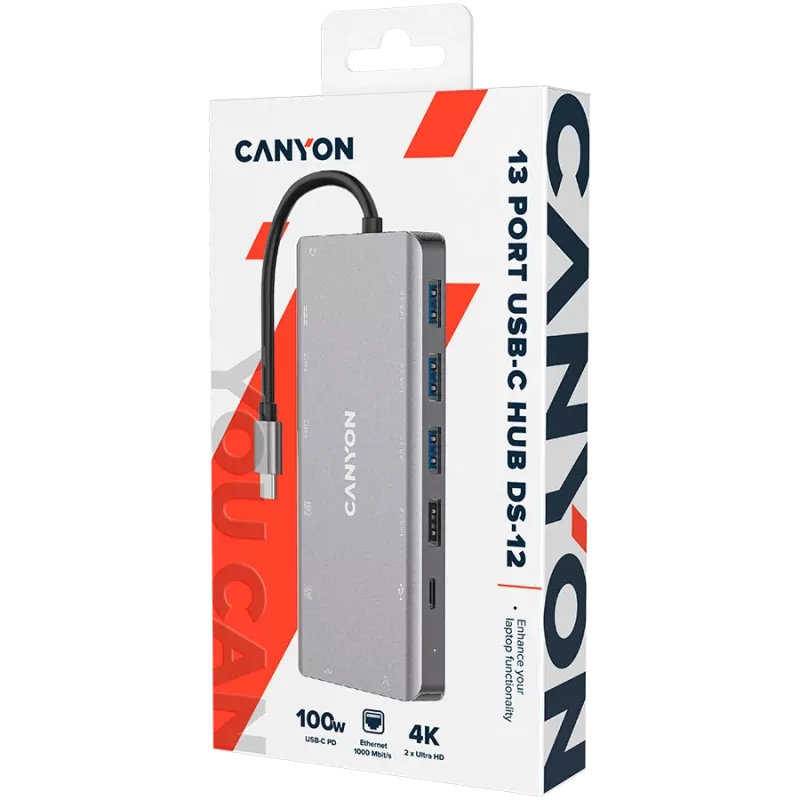 Canyon USB-13-in-1 HUB USB-C 2xHDMI 4xUSB 2xUSB-C RJ45 VGA