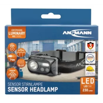 LED galvaslampa ANSMANN ANS 1600-0386 — bateriju darbināma, kompakta, brīvroku gaisma